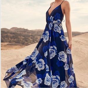 ONLY IN DREAMS NAVY BLUE FLORAL PRINT MAXI DRESS